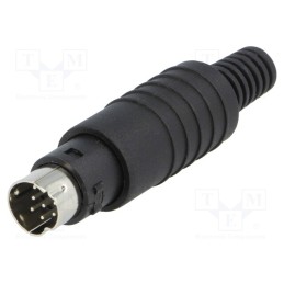 10 pcs : MP-371-S8 - Plug, DIN mini, male, PIN: 8, with strain relief, soldering, 100V
