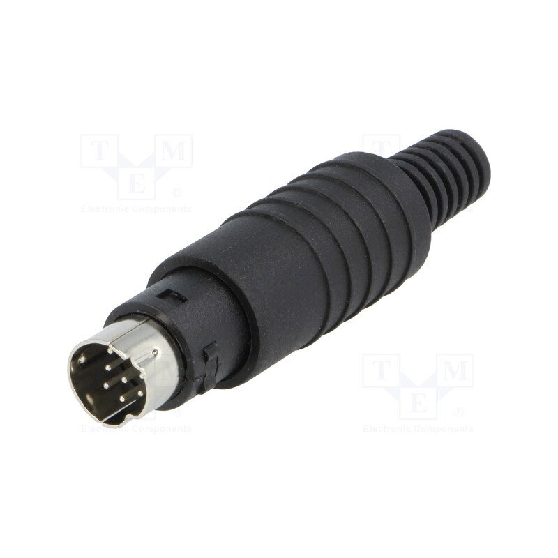 10 pcs : MP-371-S8 - Plug, DIN mini, male, PIN: 8, with strain relief, soldering, 100V