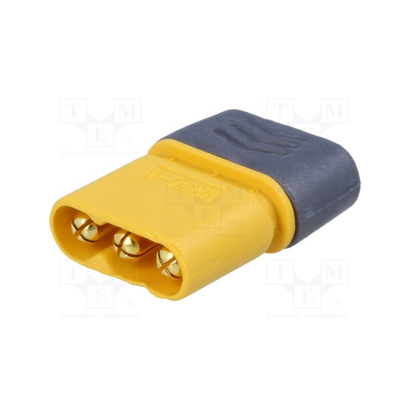 10 pcs : MR30-M - Plug, DC supply, MR30, male, PIN: 3, for cable, soldering, yellow