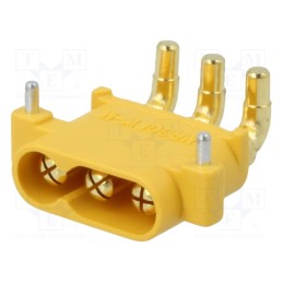 10 pcs : MR30PW-M - Socket, DC supply, MR30, male, PIN: 3, on PCBs, THT, yellow, 15A, 500V