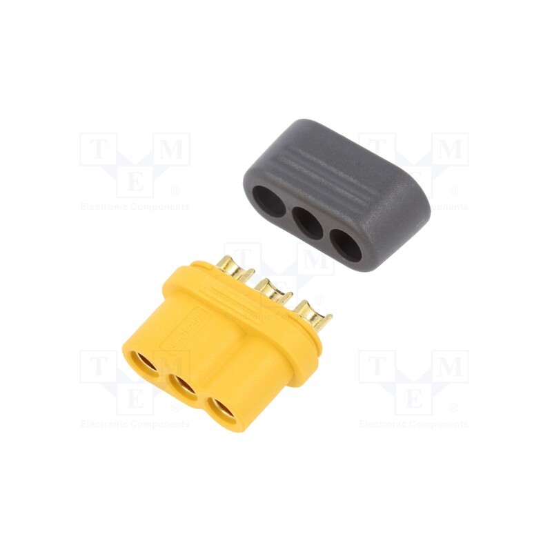 10 pcs : MR60-F - Plug, DC supply, MR60, female, PIN: 3, for cable, soldering, yellow
