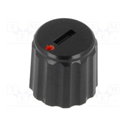 10 pcs : - Knob, miniature, plastic, Øshaft: 6mm, Ø11x10mm, black, push-in