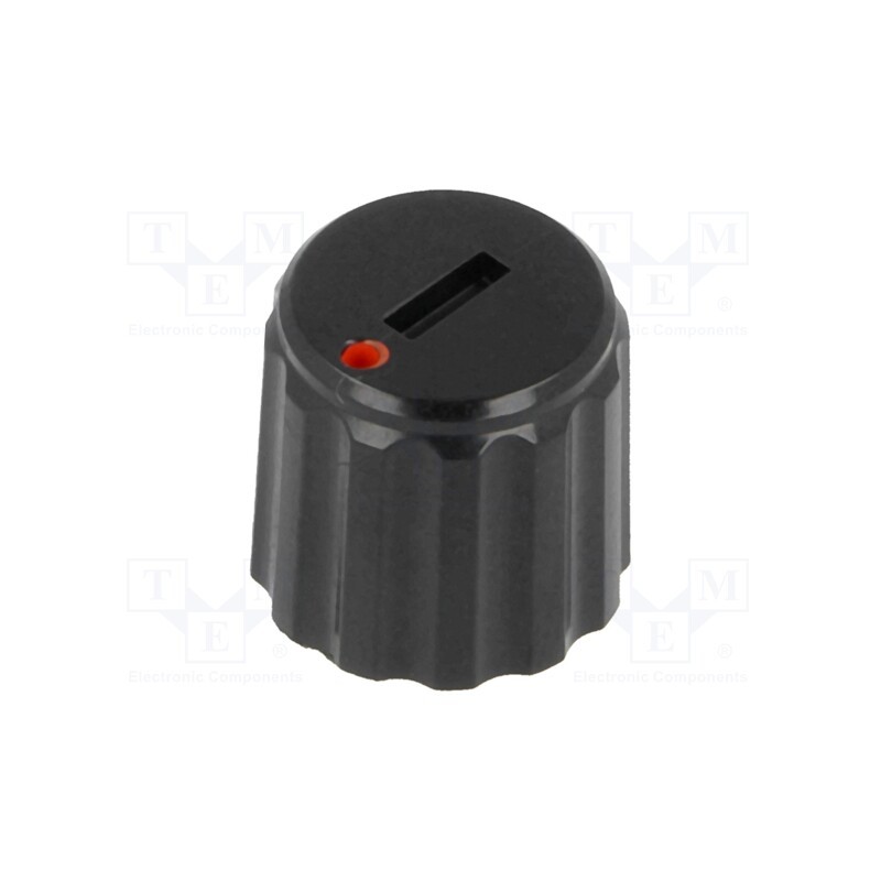 10 pcs : - Knob, miniature, plastic, Øshaft: 6mm, Ø11x10mm, black, push-in