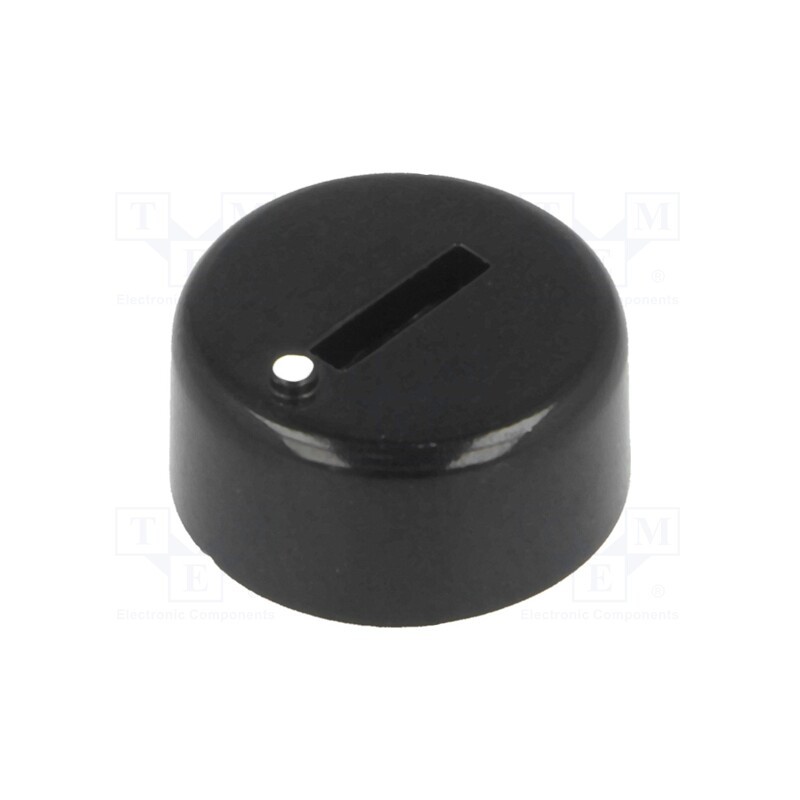 10 pcs : - Knob, miniature, plastic, Øshaft: 6mm, Ø12x4.5mm, black, push-in