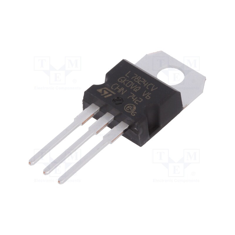10 pcs : L7824CV - IC: voltage regulator, linear,fixed, 24V, 1.5A, TO220AB, THT,