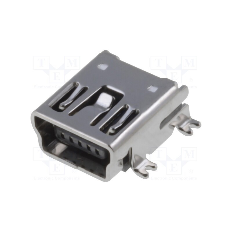 10 pcs : MUSB-B5-S-RA-TSMT-CS1 - Socket, USB B mini, SMT, horizontal, USB 2.0, gold-plated