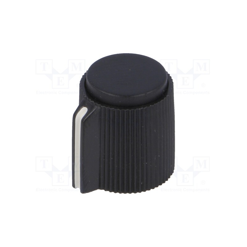 10 pcs : KK-11 - Knob, with pointer, plastic, Øshaft: 6.35mm, Ø13x15mm, black
