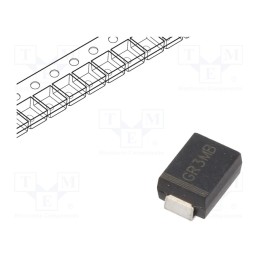 50 pcs : GR3MB - Diode: rectifying, SMD, 1kV, 3A, 500ns, SMB, Ufmax: 1.3V, Ifsm: 100A