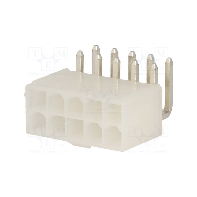 10 pcs : N42GK-10 - Socket, wire-board, male, N42G, 4.2mm, PIN: 10, THT, 600V, 9A, tinned