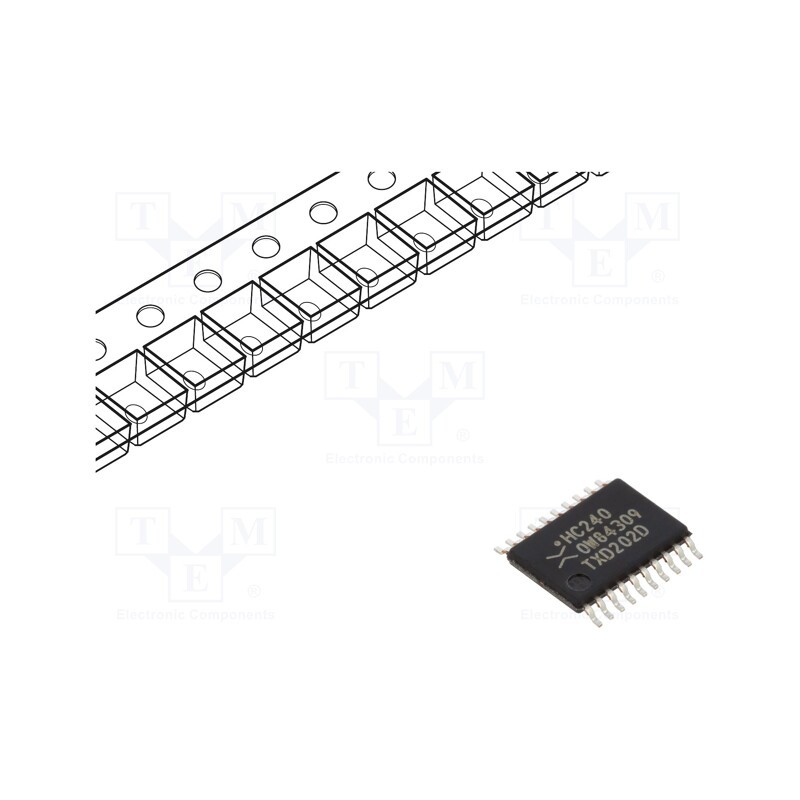 10 pcs : 74HC240PW,118 - IC: digital, 8bit,buffer,inverting,line driver, Ch: 8, CMOS, SMD