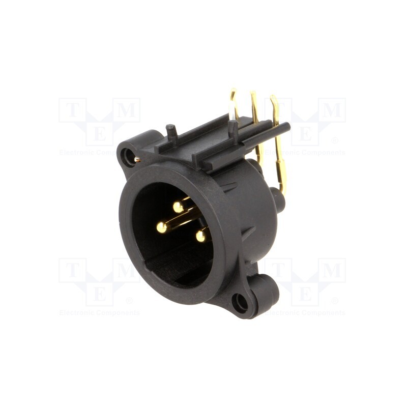 20 pcs : NC3MAAH - Socket, XLR, male, PIN: 3, angled 90°, THT, black, 6A, 19.8x19.8mm