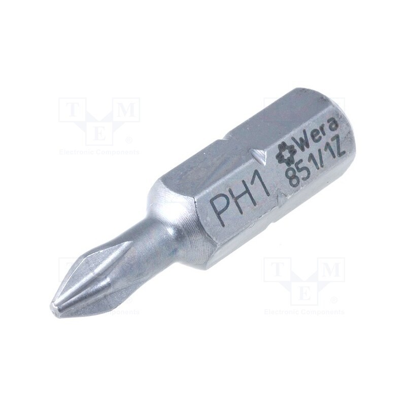 10 pcs : 5072070001 - Screwdriver bit, Phillips, PH1, Overall len: 25mm