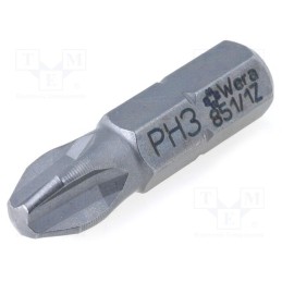 10 pcs : 5072074001 - Screwdriver bit, Phillips, PH3, Overall len: 25mm