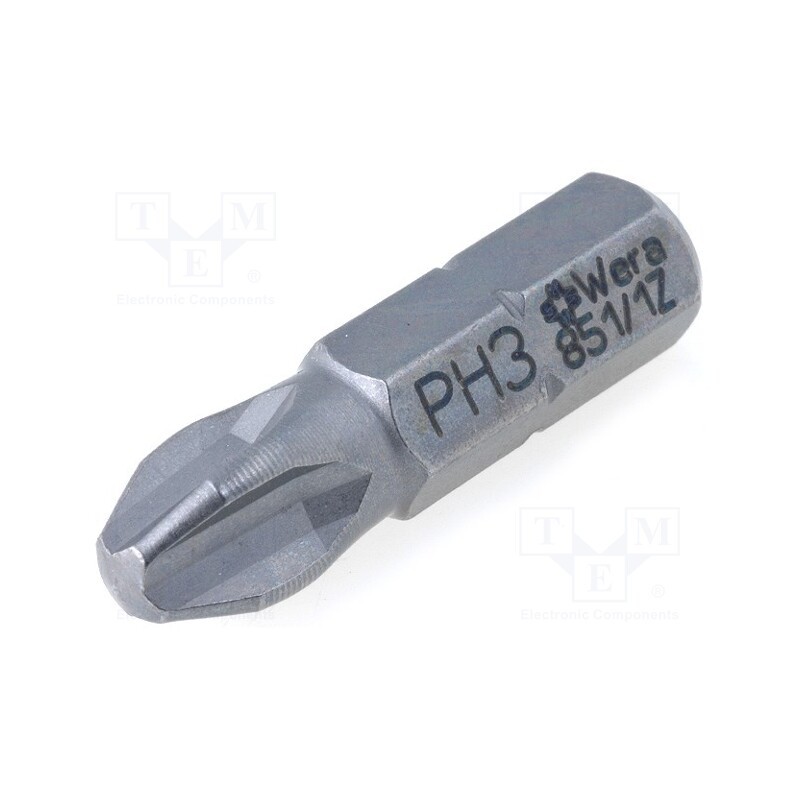 10 pcs : 5072074001 - Screwdriver bit, Phillips, PH3, Overall len: 25mm