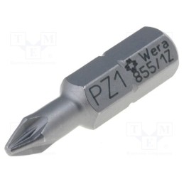 10 pcs : 5072080001 - Screwdriver bit, Pozidriv®, PZ1, Overall len: 25mm