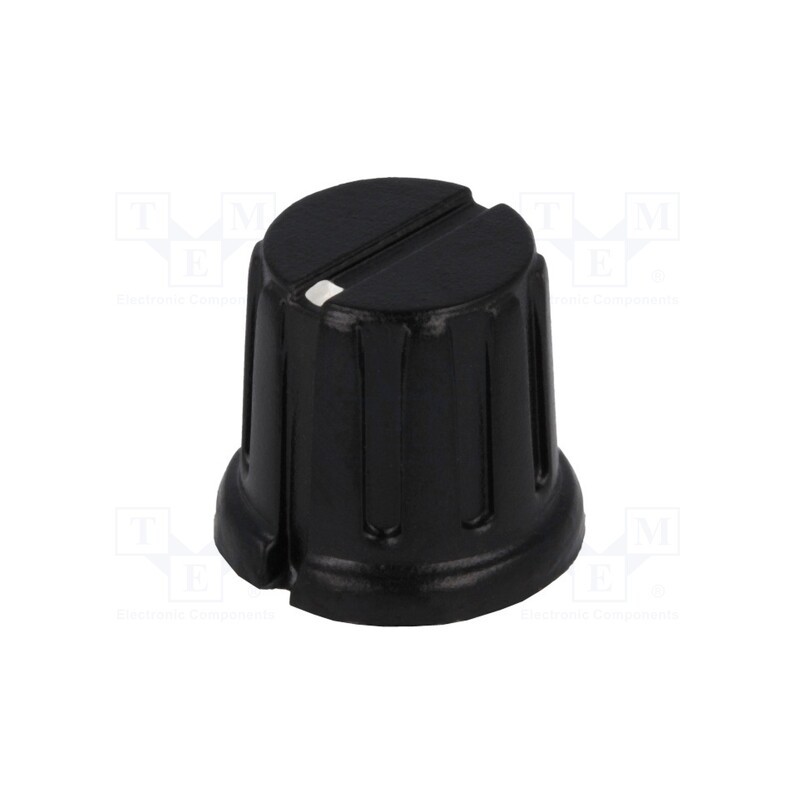 10 pcs : GWB12BK - Knob, with flange, bakelite, Øshaft: 6.35mm, Ø13.3x13.7mm, black