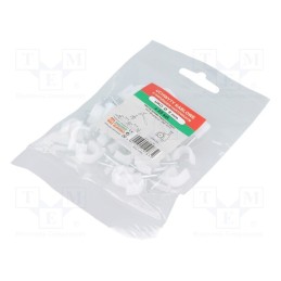 10 pcg : 220098 -AS - Holder, white, on round cable, 25pcs, with a nail, Ø: 8.5mm