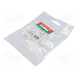 10 pcg : 220108 -AS - Holder, white, for flat cable, 25pcs, with a nail, H: 7.2mm
