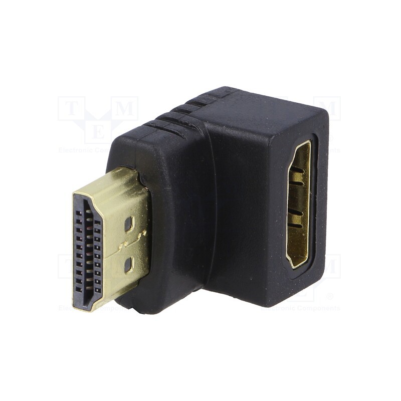 10 pcs : AK-AD-01 - Adapter, HDMI 1.4, HDMI socket 90°,HDMI plug, black