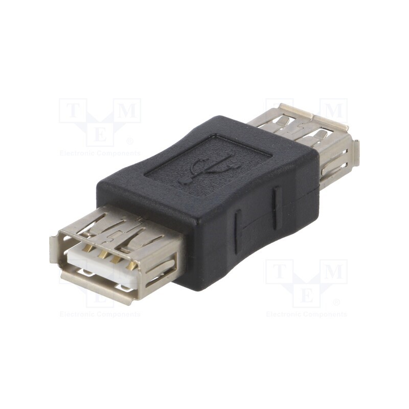10 pcs : AK-AD-06 - Adapter, USB 2.0, USB A socket,both sides, nickel plated, black