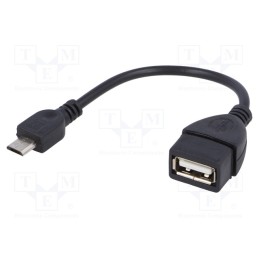 10 pcs : AK-AD-09 - Cable, OTG,USB 2.0, USB A socket,USB B micro plug, 0.15m, black