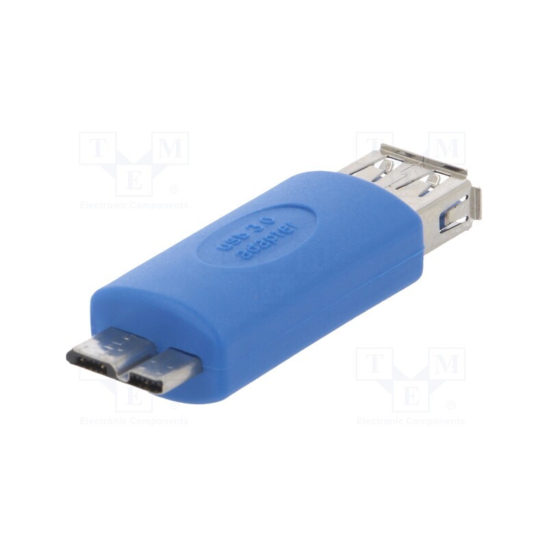 10 pcs : AK-AD-25 - Adapter, USB 3.0, USB A socket,USB B micro plug, nickel plated