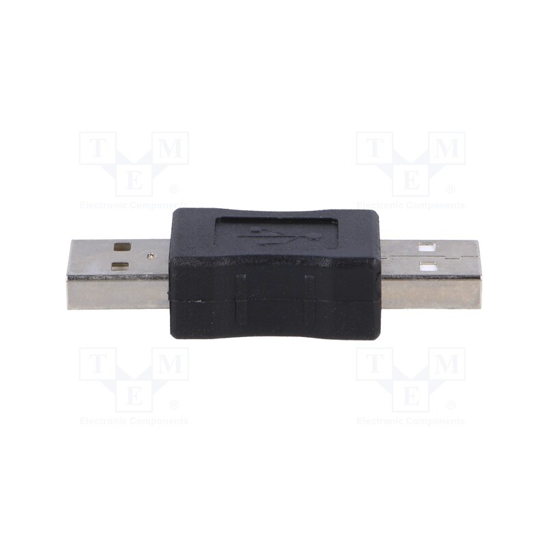 10 pcs : AK-AD-28 - Adapter, USB 2.0, USB A plug,both sides, nickel plated, black