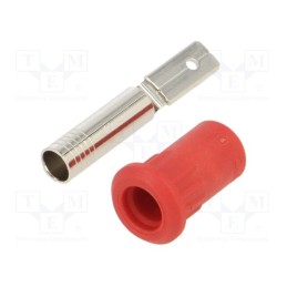 10 pcs : 64.3013-22 - Socket, 4mm banana, 25A, 30VAC, 60VDC, red, nickel plated, on panel