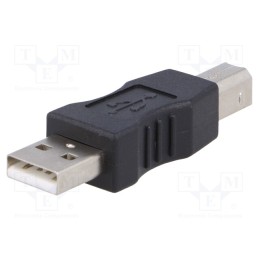 10 pcs : AK-AD-29 - Adapter, USB 2.0, USB A plug,USB B plug, nickel plated, black