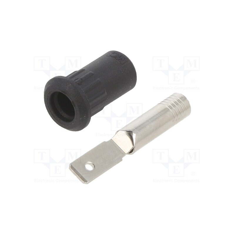 10 pcs : 64.3013-21 - Socket, 4mm banana, 25A, 30VAC, 60VDC, black, nickel plated