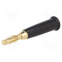 10 pcs : - Plug, 4mm banana, 60VDC, black, non-insulated, Max.wire diam: 5mm
