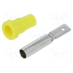 10 pcs : 23.1015-24 - Socket, 4mm banana, 25A, 30VAC, 60VDC, yellow, nickel plated, 6.8mm
