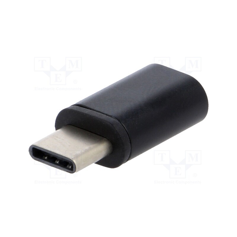 10 pcs : AK-AD-46 - Adapter, USB 2.0, USB B micro socket,USB C plug, nickel plated