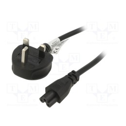 10 pcs : AK-AG-02A - Cable, 3G0.5mm2, BS 1363 (G) plug,IEC C5 female, PVC, 1.5m, black