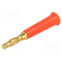 10 pcs : - Plug, 4mm banana, 60VDC, red, non-insulated, Max.wire diam: 5mm