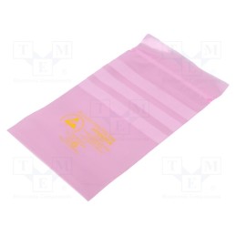 20 pcs : 203005 - Protection bag, ESD, L: 150mm, W: 100mm, Thk: 75um, polyetylene, pink