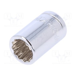 10 pcs : W074136 - Socket, 12-angles,socket spanner, 3/8', Chrom-vanadium steel