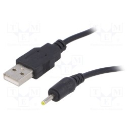 10 pcs : AK-DC-02 - Cable, USB A plug,DC 2,5/0,7 plug, straight, black, 0.8m, 5÷50°C