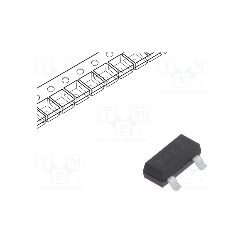 50 pcs : PDTB143ETR - Transistor: PNP, bipolar, BRT, 50V, 0.5A, SOT23,TO236AB, R1: 4.7kΩ