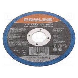 10 pcs : 44110 - Cutting wheel, Ø: 115mm, Øhole: 22mm, Disc thick: 1mm, steel
