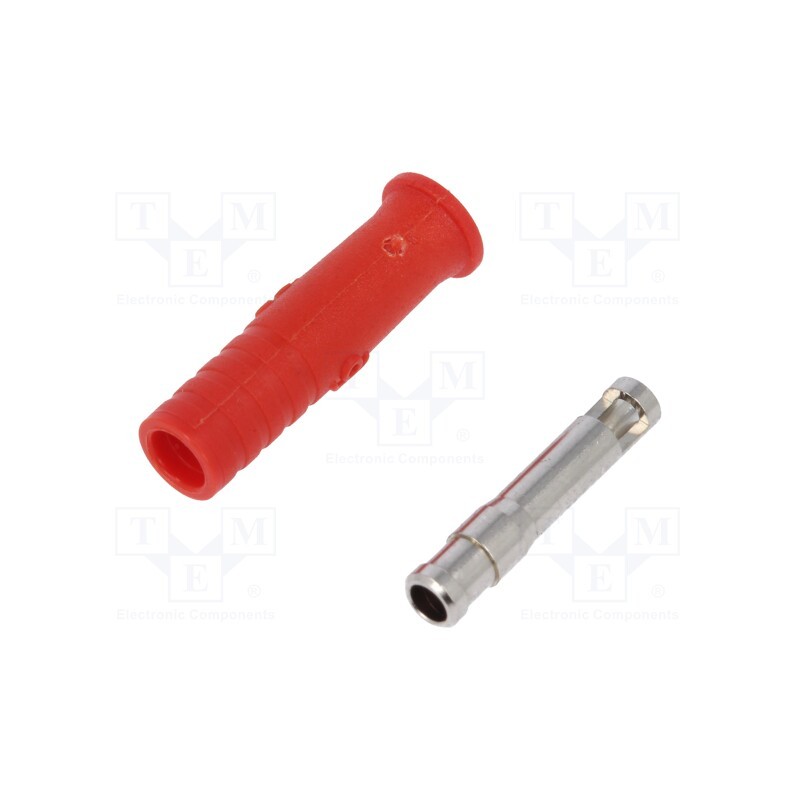 10 pcs : - Socket, 2mm banana, 10A, red, soldering