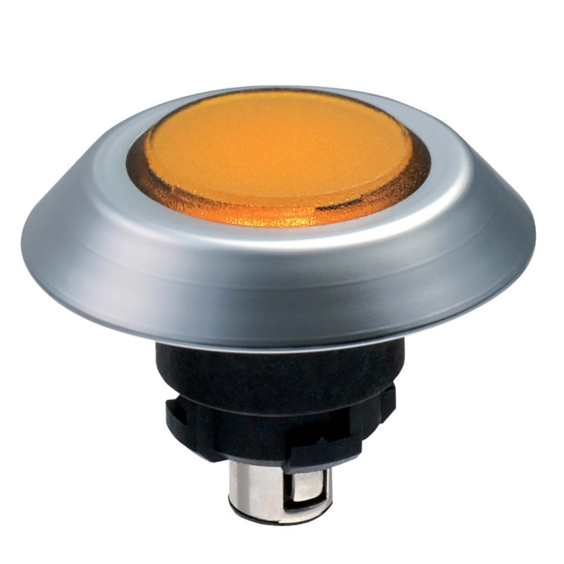 1 pcs - Schmersal NMLGB Series Yellow Illuminated Momentary Push Button, 22.3mm Cutout, IP67, IP69K