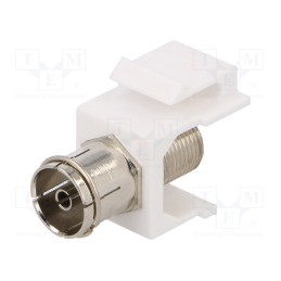 10 pcs : NK0020 - Adapter, socket, F socket,coaxial 9.5mm socket, female x2, white