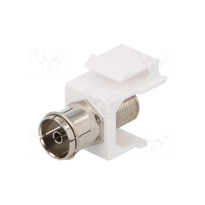 10 pcs : NK0020 - Adapter, socket, F socket,coaxial 9.5mm socket, female x2, white