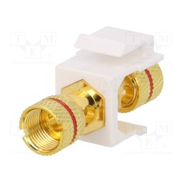 10 pcs : NK0027 - Socket, coupler, female x2, Keystone, gold-plated, straight, red