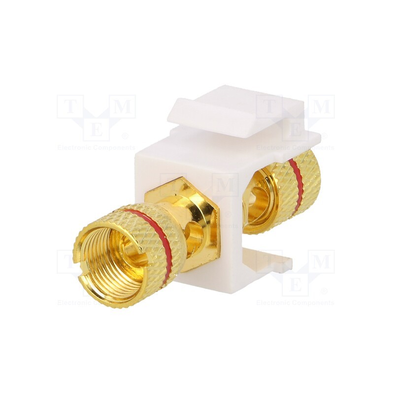 10 pcs : NK0027 - Socket, coupler, female x2, Keystone, gold-plated, straight, red