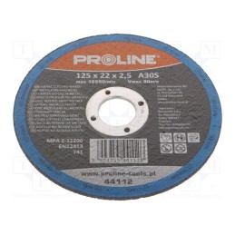 10 pcs : 44112 - Cutting wheel, Ø: 125mm, Øhole: 22mm, Disc thick: 2.5mm, steel