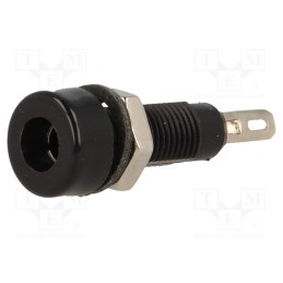 10 pcs : - Socket, 4mm banana, 10A, 60VDC, black, nickel plated, insulated