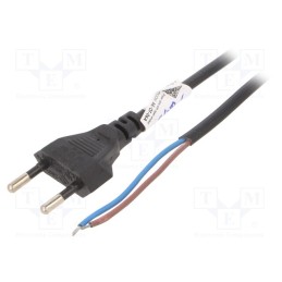 10 pcs : AK-OT-06A - Cable, 2x0.5mm2, CEE 7/16 (C) plug,wires, PVC, 3m, flat, black