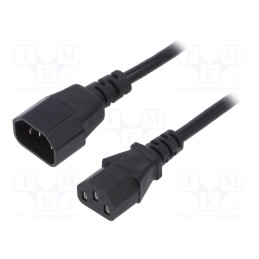 10 pcs : AK-PC-03A - Cable, 3G0.5mm2, IEC C13 female,IEC C14 male, PVC, 1.8m, black